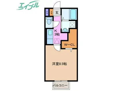 アルディーラ伊倉 B棟(1K/1階)の間取り写真