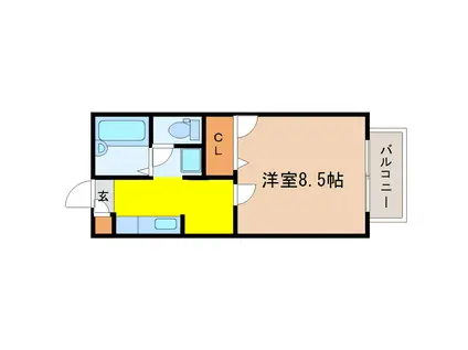 アクシス(1K/1階)の間取り写真