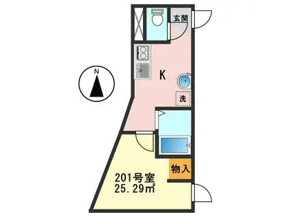 メイユール新小岩(1K/2階)の間取り写真