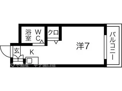 フラット鳴尾(ワンルーム/3階)の間取り写真