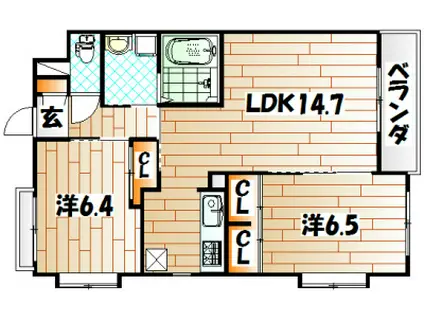 フォルツァ ドット ミュ(2LDK/5階)の間取り写真