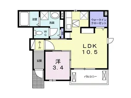 サンテラスI(1LDK/1階)の間取り写真
