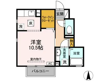 ナスガ B(ワンルーム/1階)の間取り写真