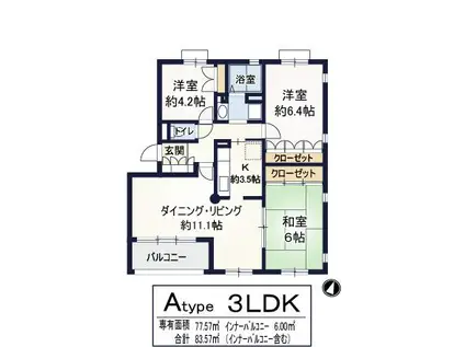 フォレスト竹の台(3LDK/4階)の間取り写真