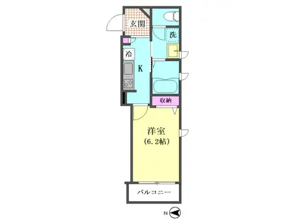 ALFLAT(1K/2階)の間取り写真