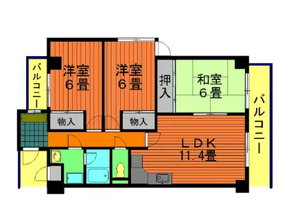 ソレイユ伊吹(3LDK/1階)の間取り写真