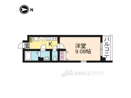 グランヒル下鴨(1K/2階)の間取り写真