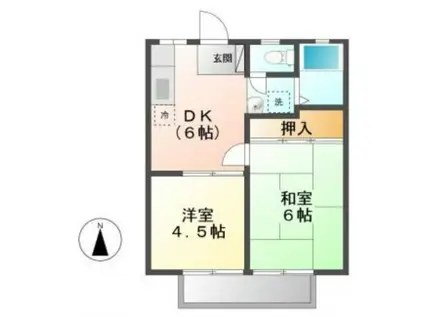 レジデンス白鳥 A(2DK/2階)の間取り写真