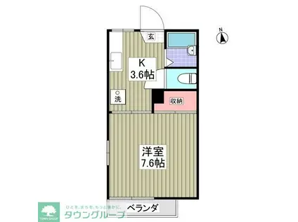 ハイツコジマ A棟(1K/2階)の間取り写真