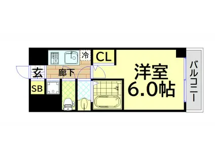 エステムコート心斎橋CENTRAL(1K/9階)の間取り写真