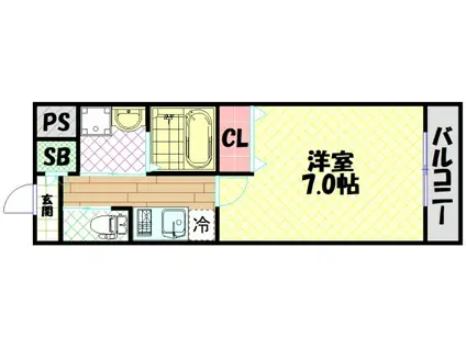 クローバーグランデ昭和町(1K/4階)の間取り写真