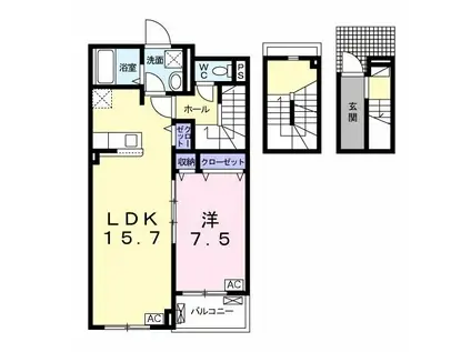 ENRICH長良Aエンリッチ(1LDK/3階)の間取り写真