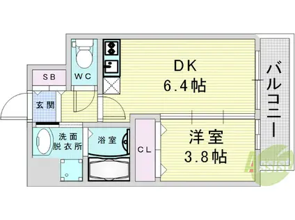 エスタート御幣島(1DK/6階)の間取り写真