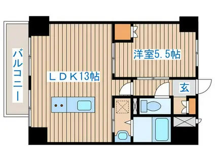 LUANA・AIR・RESIDENCE長町(1LDK/9階)の間取り写真