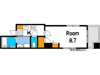 カルポカステーロ新白島(1K/7階)の間取り写真