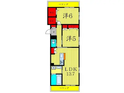 ル リアン(2LDK/2階)の間取り写真