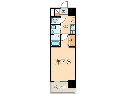 ベース日比野(1K/8階)の間取り写真