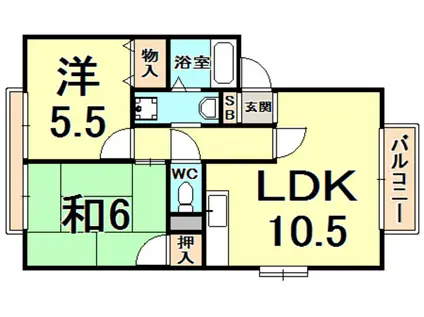 アネシス愛宕山(2LDK/2階)の間取り写真