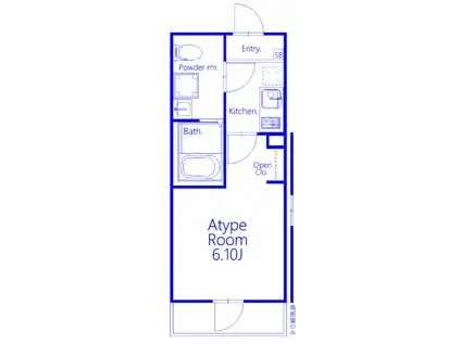 SOLANA鴻巣加美(1K/1階)の間取り写真