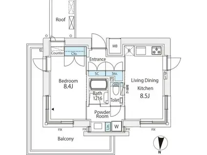 番町曾所(1LDK/4階)の間取り写真