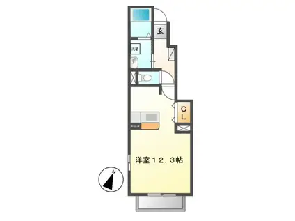 プティシャトー(1K/1階)の間取り写真