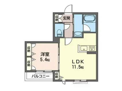 ランコントル(1LDK/2階)の間取り写真