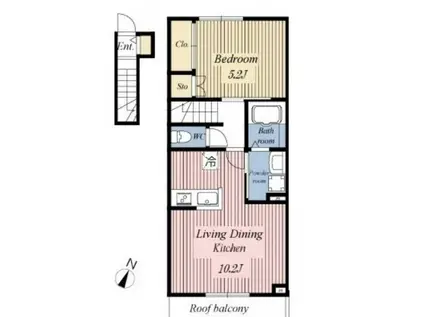 プラントグラスII(1LDK/2階)の間取り写真