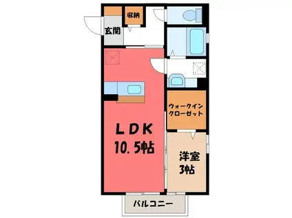 マリオーネ(1LDK/2階)の間取り写真