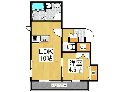 メゾン・ド・リヴェール(1LDK/2階)の間取り写真