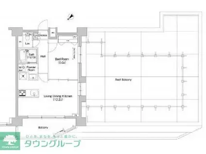 プラウドフラット東中野(1LDK/7階)の間取り写真