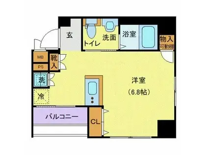 ガリシア日本橋水天宮Ⅱ(ワンルーム/4階)の間取り写真