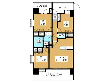 グローリオ三鷹(3LDK/7階)の間取り写真