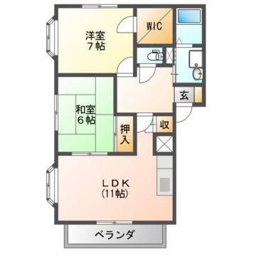 グランデ・グローヴ(2LDK/2階)の間取り写真