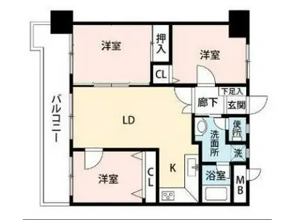 アブニール佐賀駅前壱番館(3LDK/8階)の間取り写真