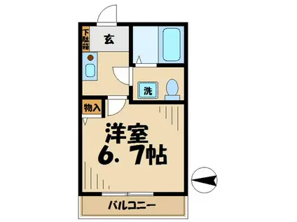 フォンス相模原(1K/1階)の間取り写真