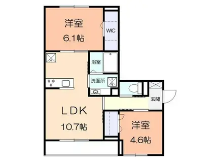 FOREST・K(2LDK/2階)の間取り写真