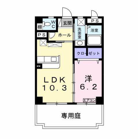 サウスゼファー(1LDK/1階)の間取り写真