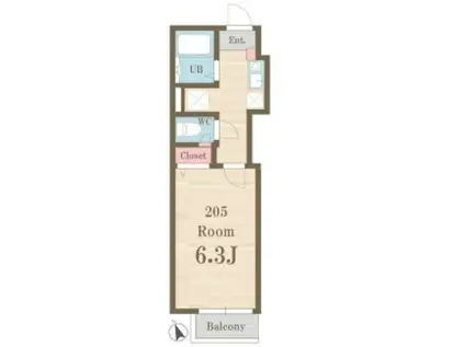 LOKO町屋(1K/2階)の間取り写真