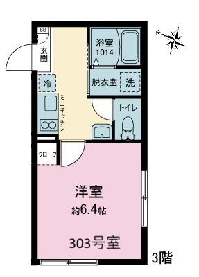 ベステージ鎌倉坂ノ下(1K/3階)の間取り写真