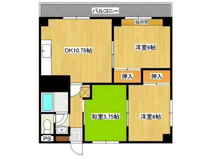 レジデンスコスモ(3LDK/1階)の間取り写真