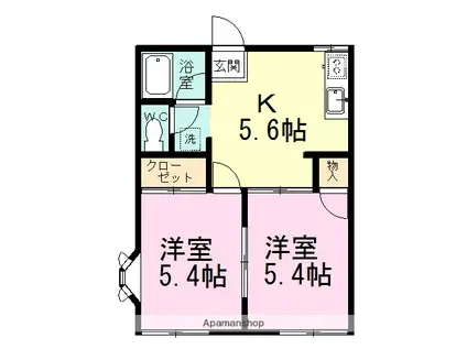 メゾンドブラン(2K/1階)の間取り写真