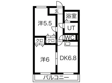 ゲストインM 2番館(2DK/1階)の間取り写真