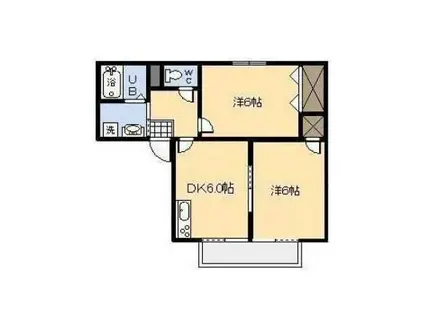 ディアコート恒久II(2DK/2階)の間取り写真