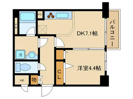 コスモトゥデイ(1DK/10階)の間取り写真