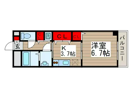 TAKE5(1K/5階)の間取り写真