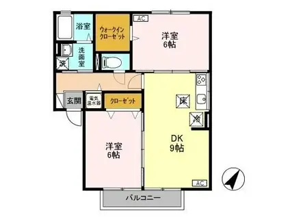ヴィータ(2DK/1階)の間取り写真