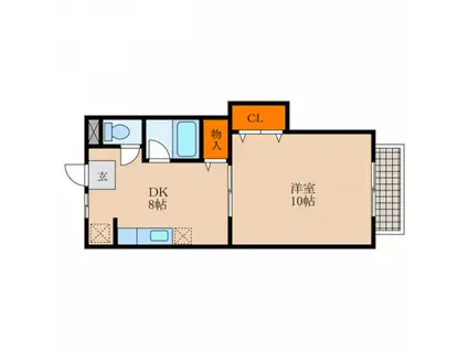 ワンズクレストII(1DK/1階)の間取り写真