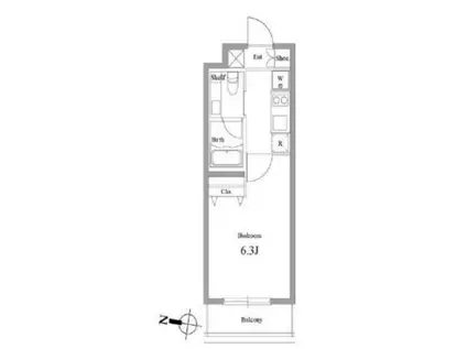 ファインライツ氷川台(1K/3階)の間取り写真
