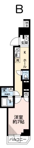プレール・ドゥーク池上II(1K/9階)の間取り写真