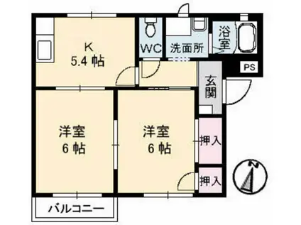 フレグランス旭(2K/2階)の間取り写真